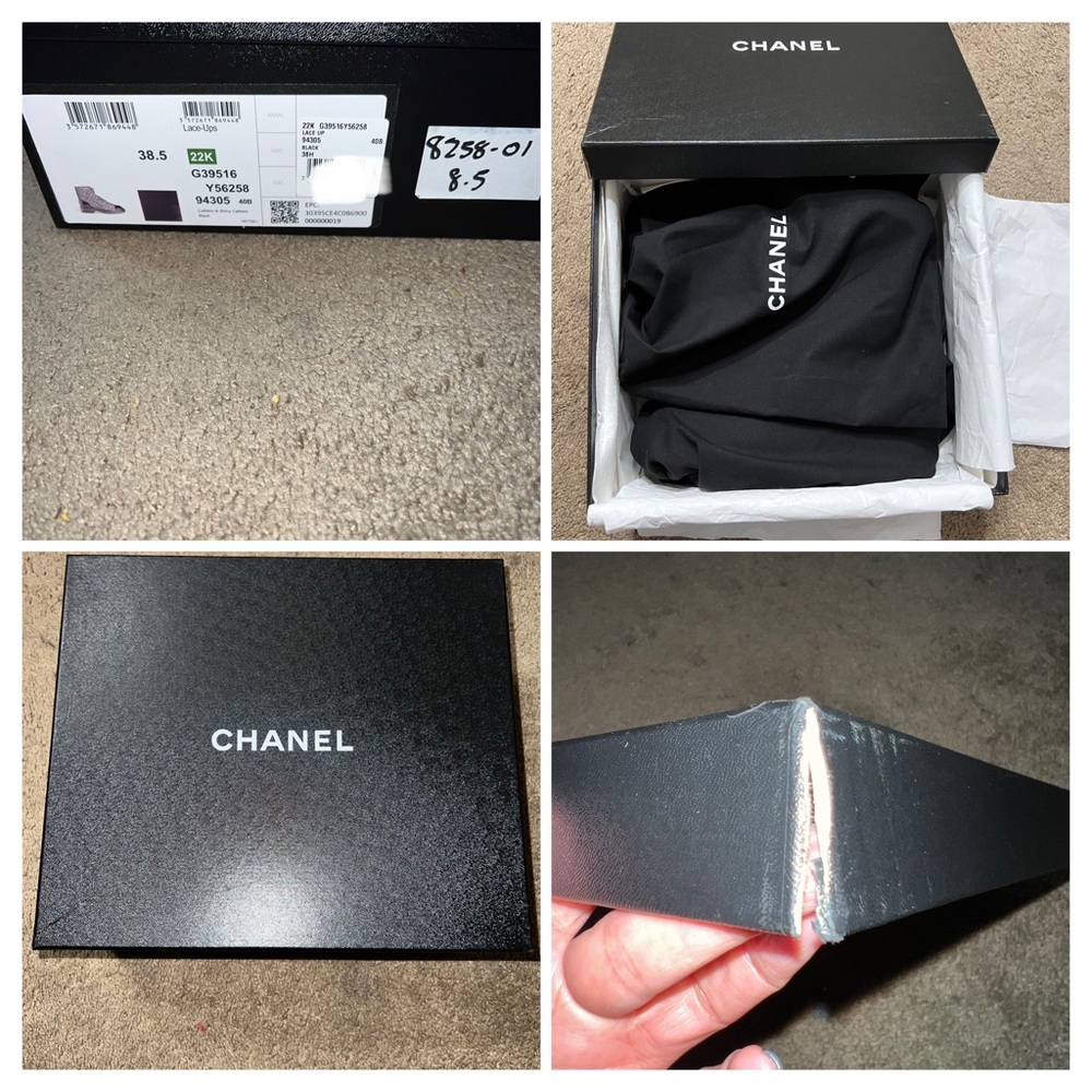Chanel Lace Up Calfskin & Shiny Calfskin Leather Boots - Picture 15 of 16